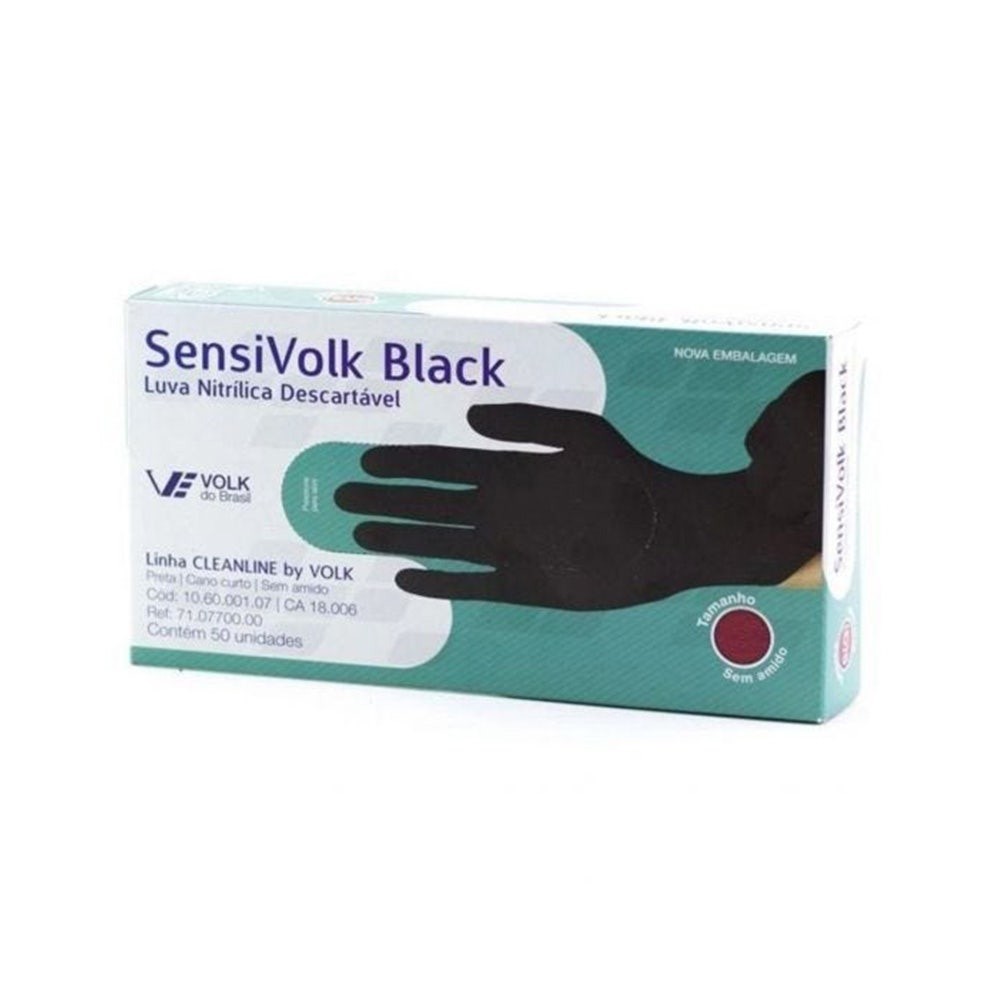 Luva Nitrílica Volk Sensi Black c/50un Tam. M em Oferta na Shopee
