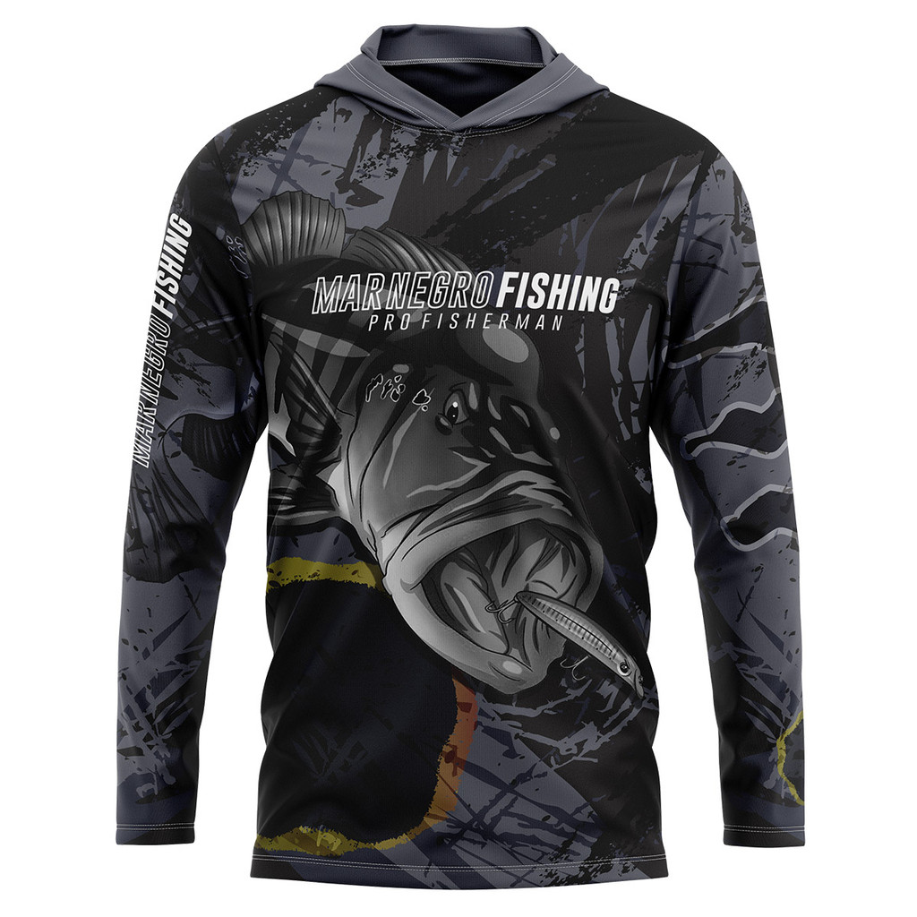 Camiseta Mar Negro Sublimada com Capuz Tucunaré Ocelo (+50UV)