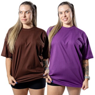Kit 2 Camiseta Oversized  Algodão Feminina Treino Academia em Oferta na Shopee