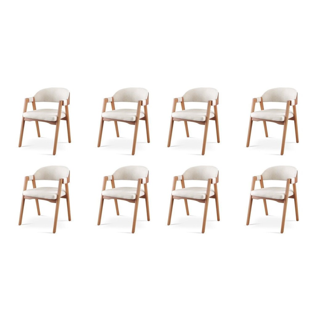 Kit 8 Cadeiras para Mesa de Jantar Gaia Linho Nude em Oferta na Shopee