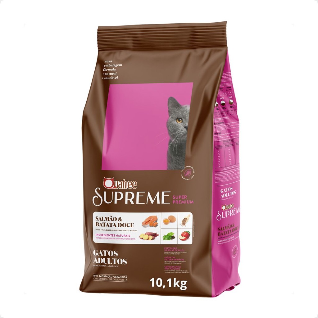 Quatree Supreme Gatos Adultos Salmão e Batata Doce - 10,1kg em Oferta na Shopee