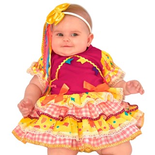 Vestido Feminino Bebê Caipirinha Festa Junina Com Tiara em Oferta na Shopee