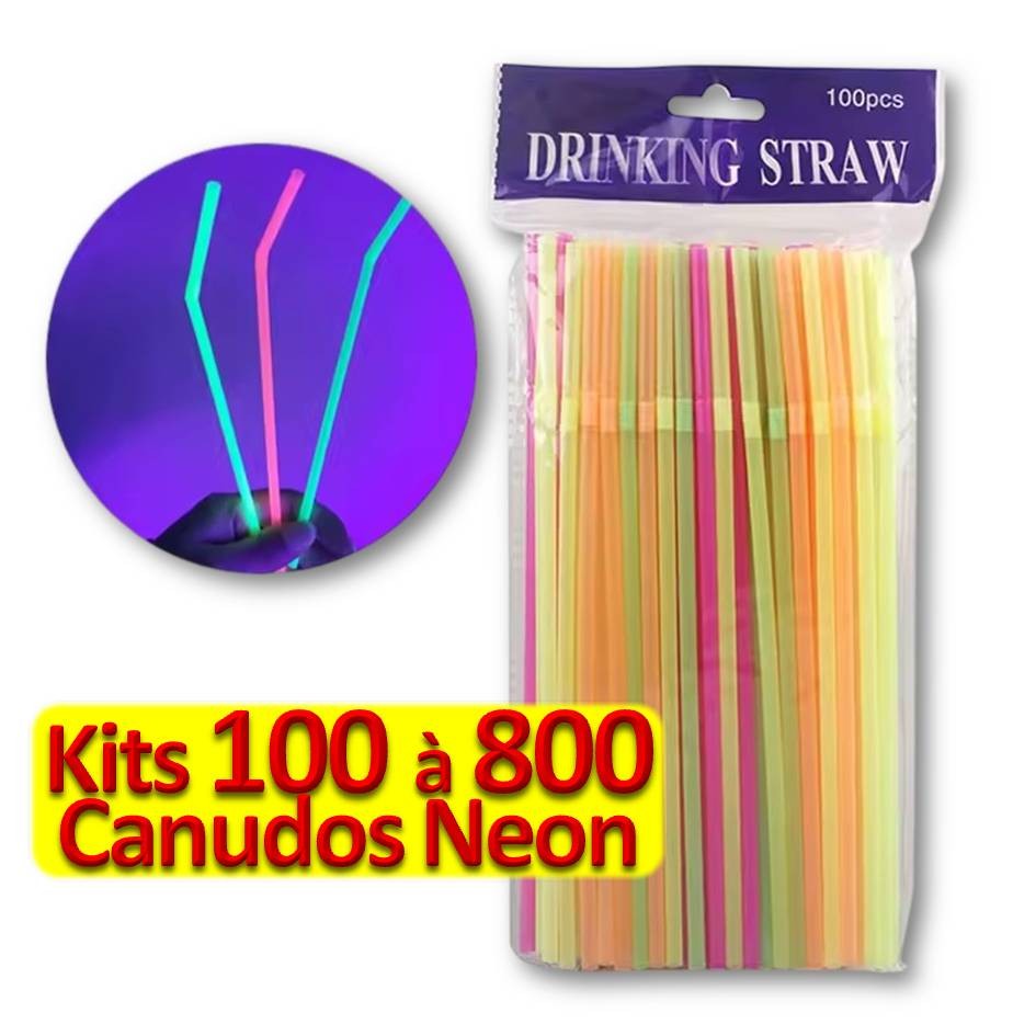 100 à 800 Canudos Plásticos Flexíveis Neon em Oferta na Shopee