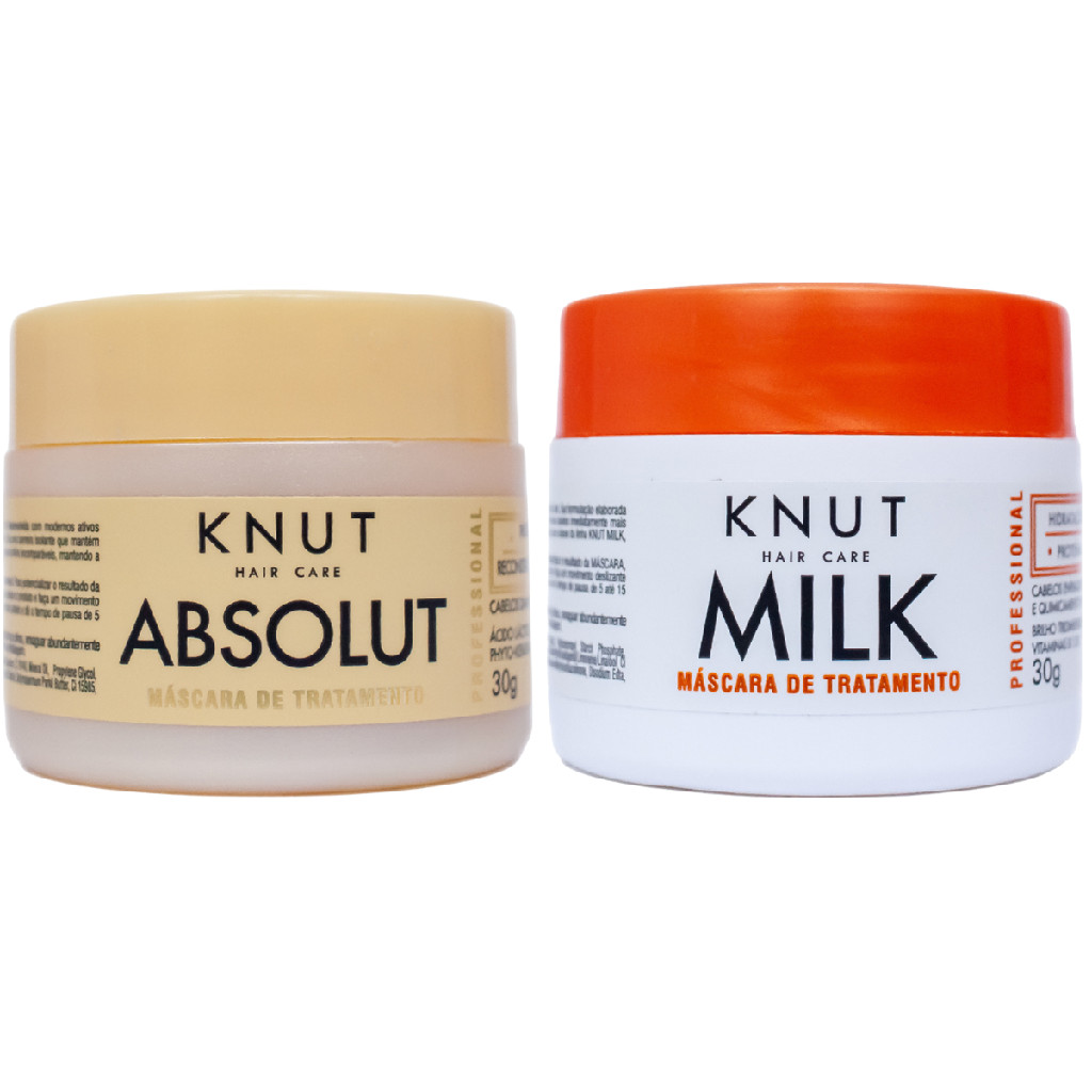 Kit Knut Duo Máscaras Cronograma Capilar Absolut Milk 30g