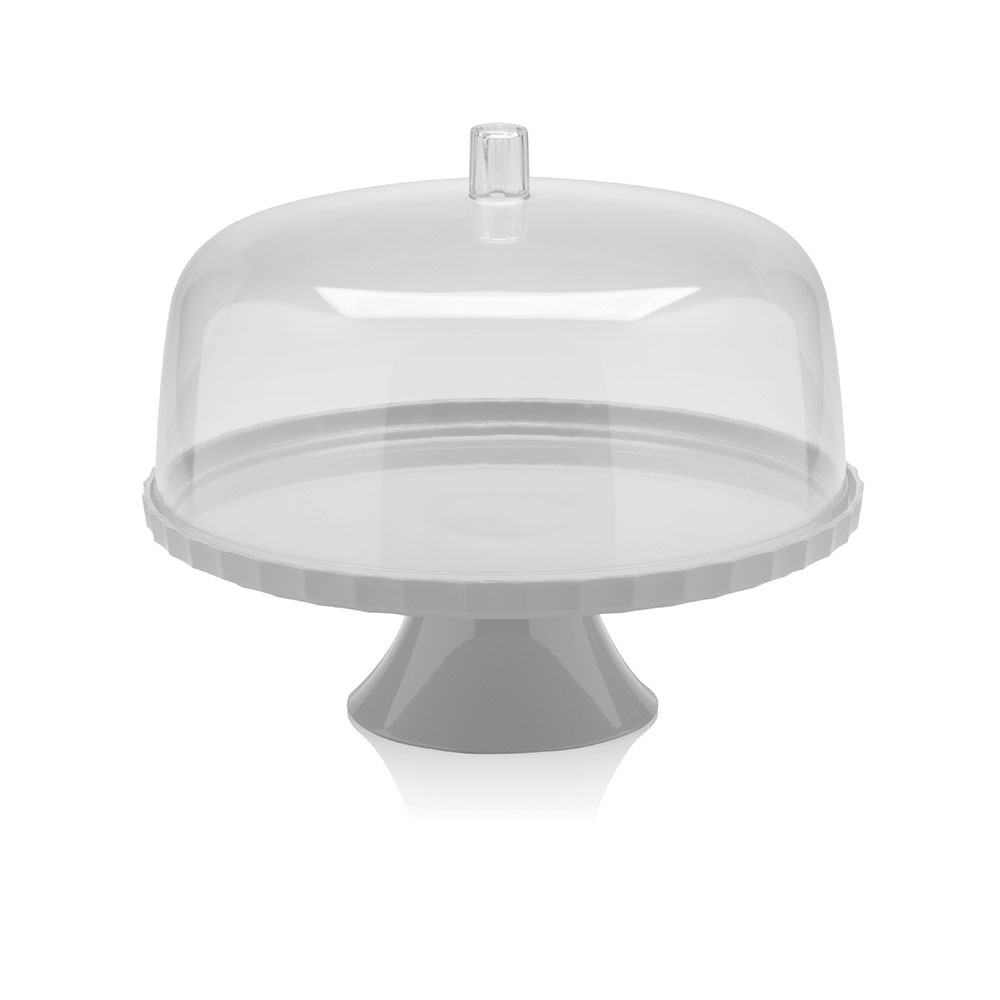 Boleira Redonda com Pé e Tampa 30cm Festa de Branco Martiplast em Oferta na Shopee