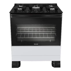 Fogão Mueller 5 Bocas Branco Bivolt Mesa De Vidro e Tripla Chama MFV5BF