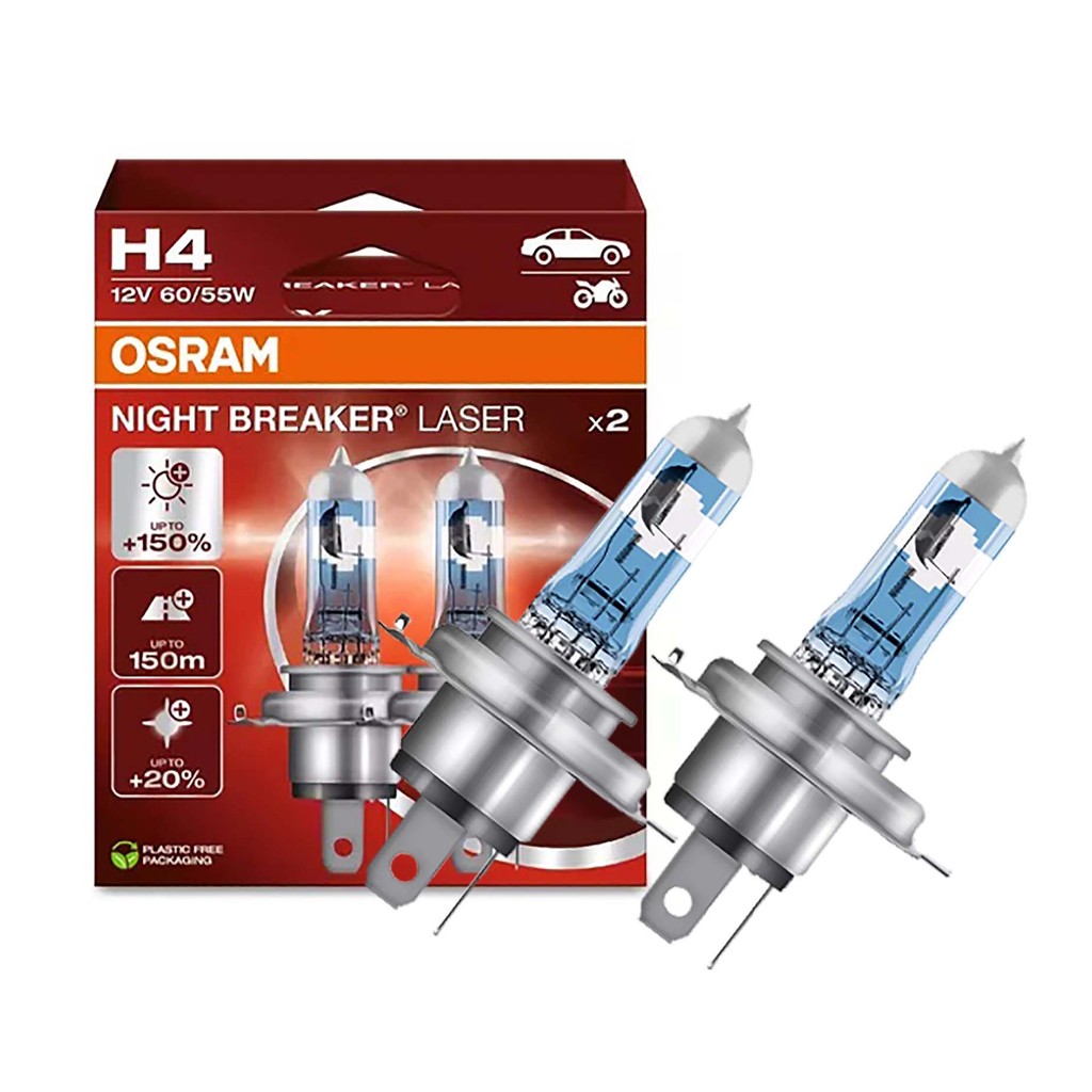 PAR LAMPADA OSRAM NIGHT BREAKER LASER H4 150% +LUZ em Oferta na Shopee