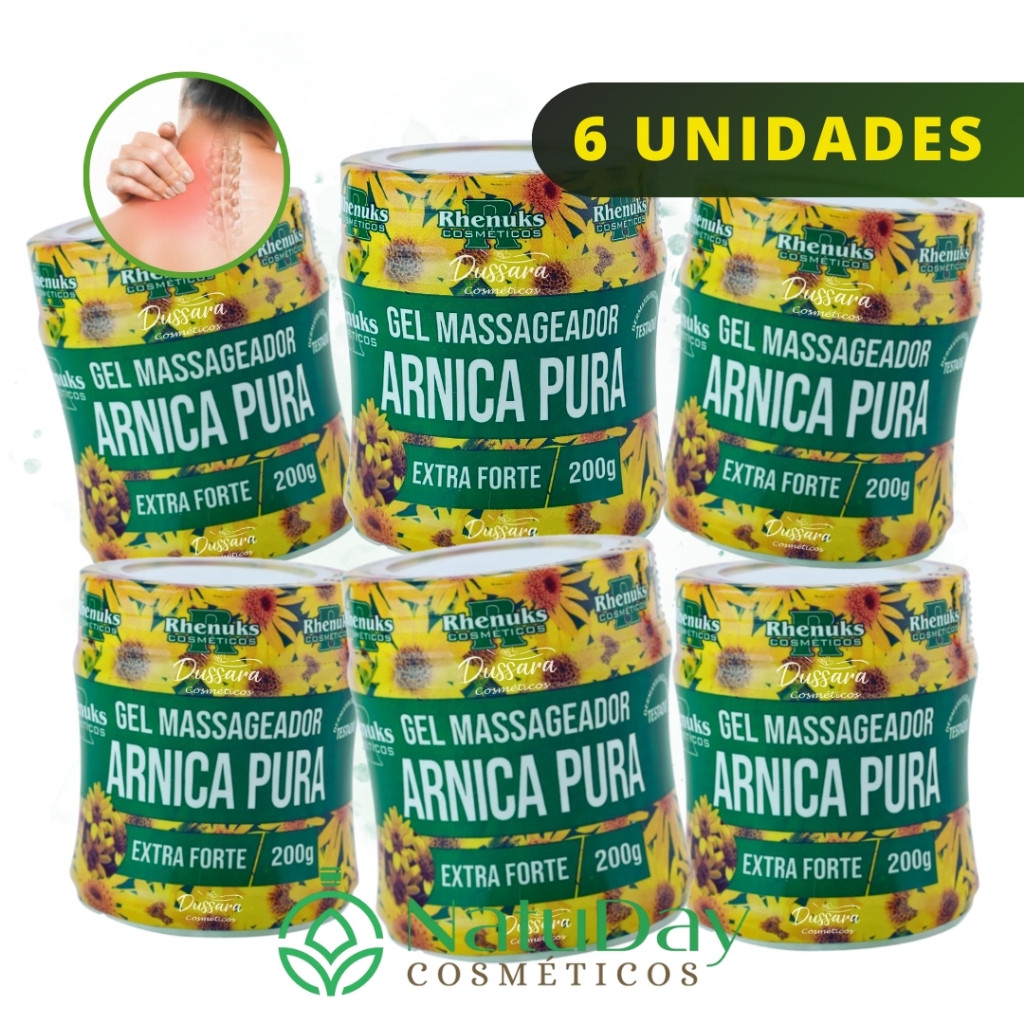 Kit c/6 Gel Massageador Arnica Pura 200g - Rhenuks (Extra F0RTE)