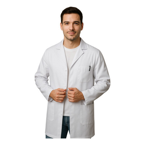 Jaleco Avental Botão Embutido Oxford Branco Manga Longa