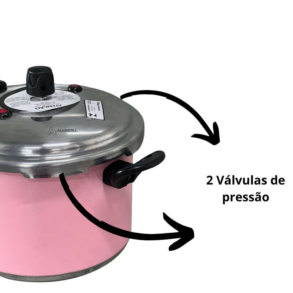 Panela de pressão Tampa Fechamento Externo 4,5 litros Rosa