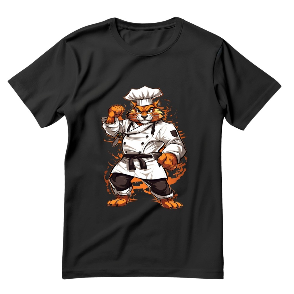 Camiseta Para Chef De Cozinha Restaurante Unissex Estampa Chef Raposa Mestre Blusa 100% Algodão Uniforme Passeio