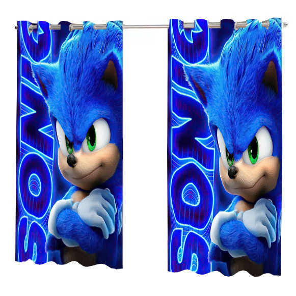 Cortina Infantil 2,40 x1,40 SONIC AZUL COR 04 em Oferta na Shopee