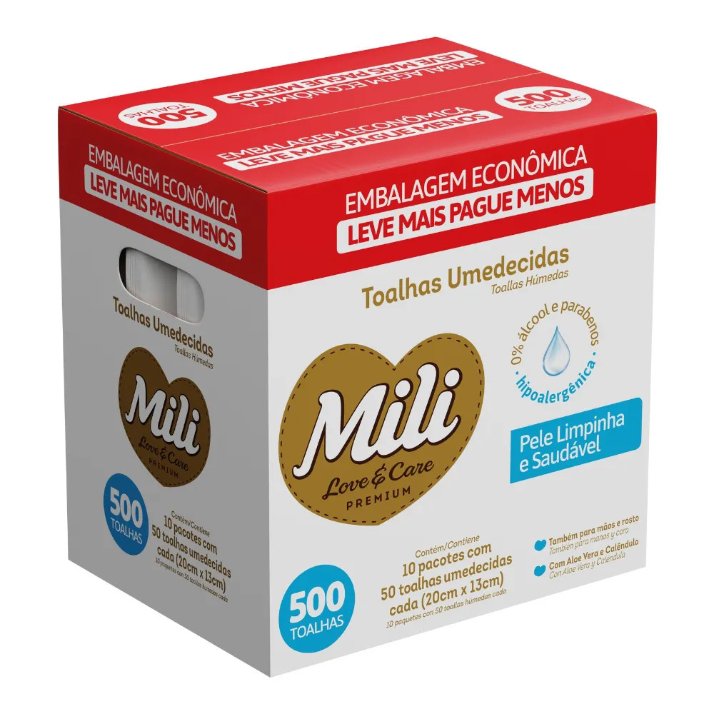 Toalhas Umedecidas Mili Love Care 480 unidades