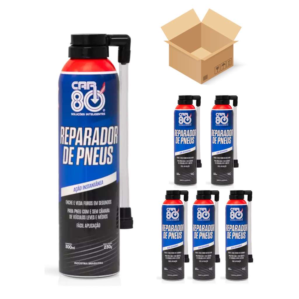 Kit 6 Reparador de Pneu Spray Car 80 - Atacado Revenda Emergência Automotiva em Oferta na Shopee