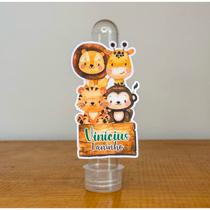 Apliques para Tubetes SAFARI MENINO / Tags com Nome / Personalizados para Lembrancinhas de Aniversário Infantil