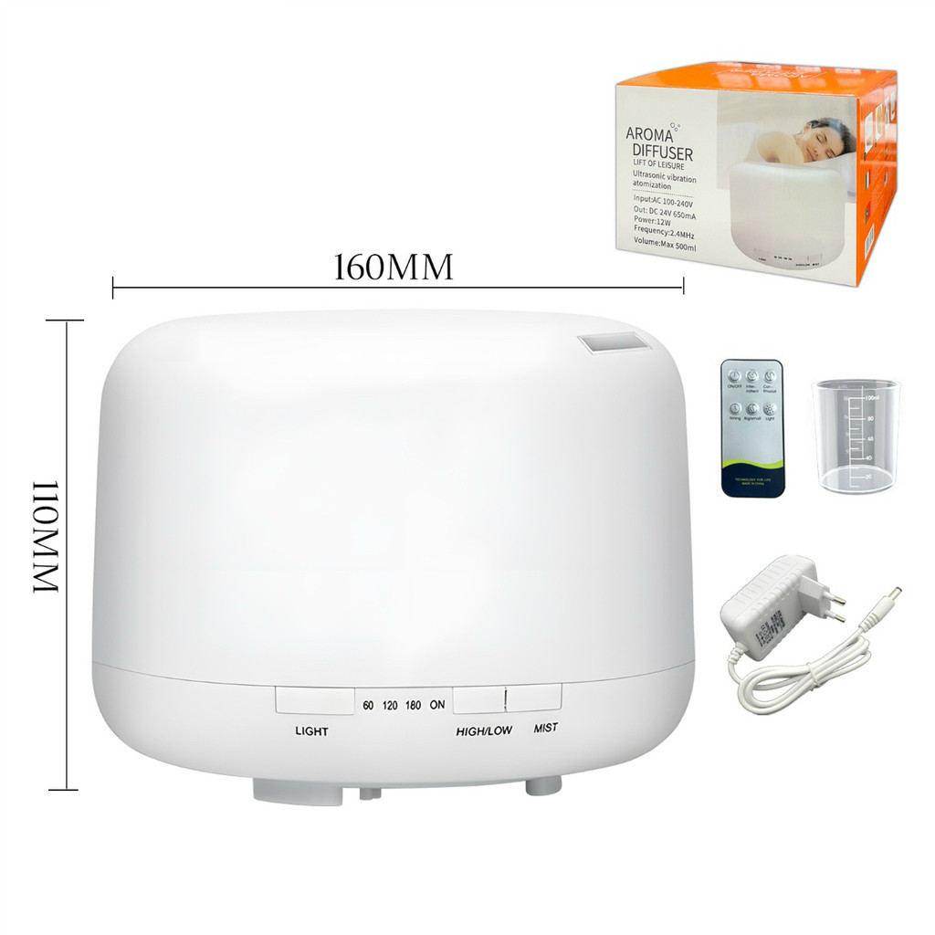 500ML Umidificador Difusor Aromatizador  Ultrassônico Estilo Led 7 cores com controle em Oferta na Shopee