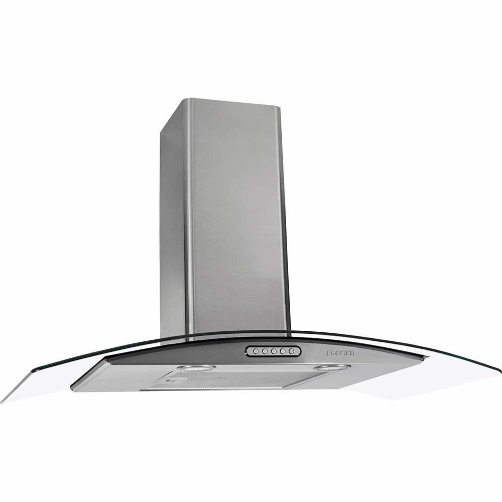 Coifa de Parede Slim Vidro Curvo Duto Inox 90cm Fogatti