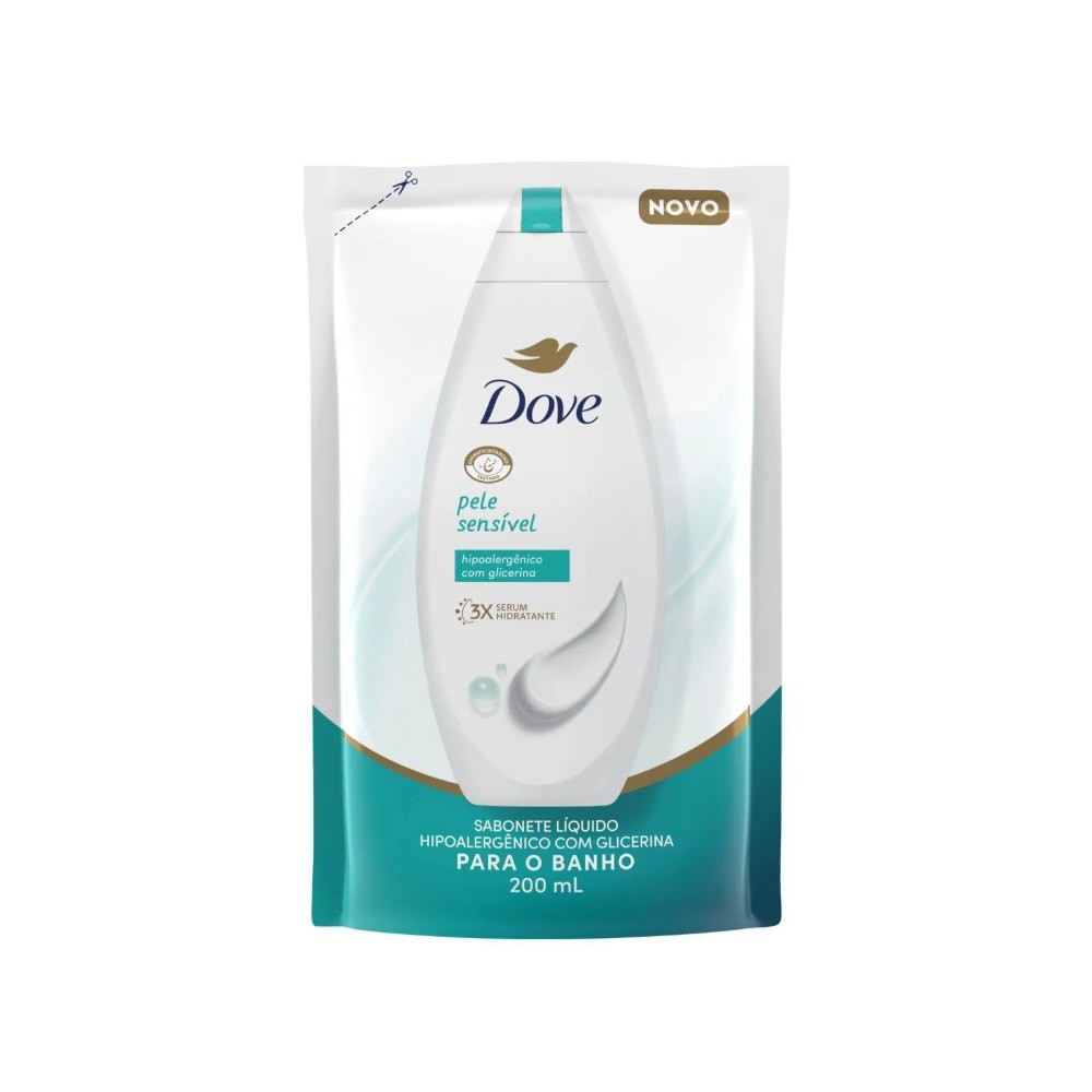 Refil Sabonete Líquido Dove Pele Sensível com Glicerina 200ml em Oferta na Shopee