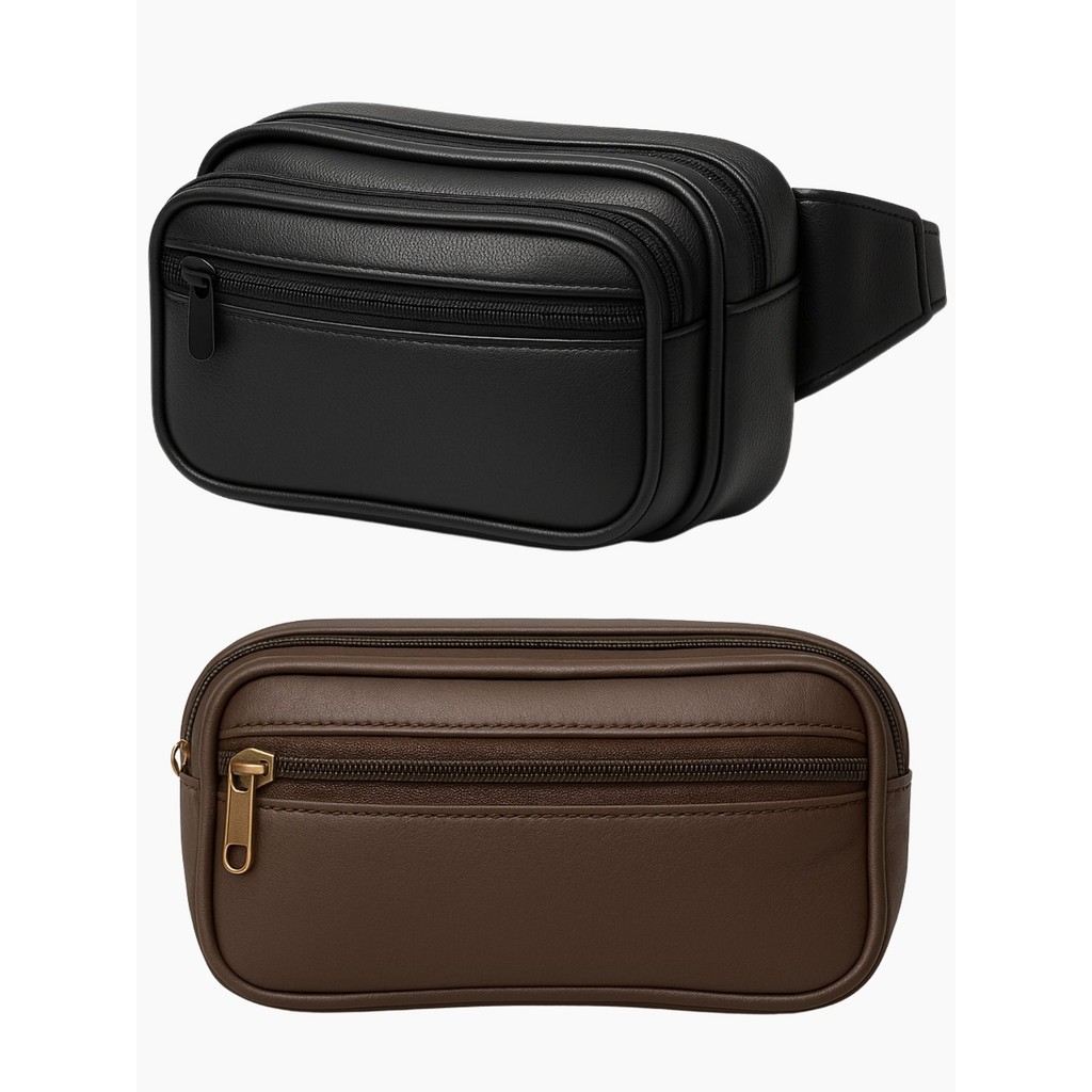 Pochete Couro Masculina 3 Compartimentos ABC 2110