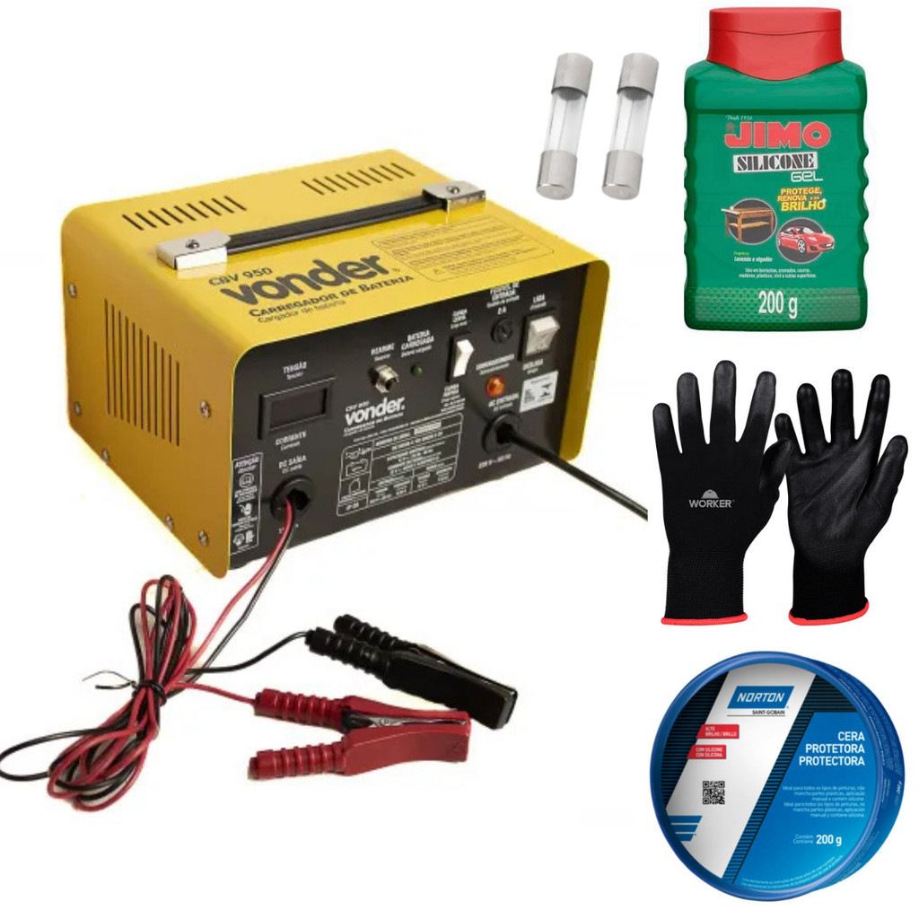 Carregador de Bateria para Veiculos Carros Motos e Camionetes 12V 90Ah Vonder