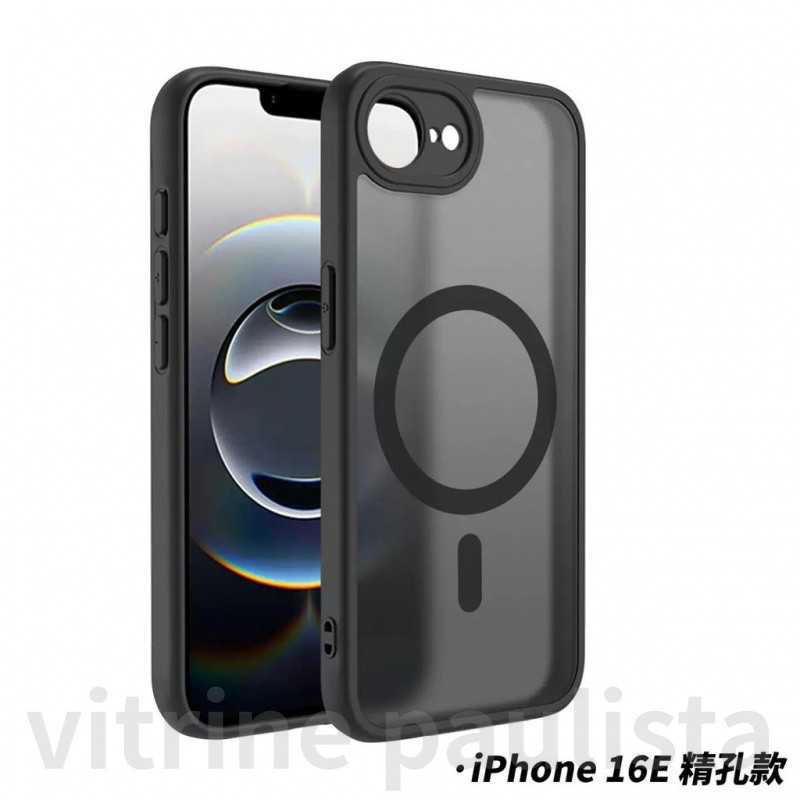 Capa iPhone 16E Magnético Luxo Fosco Translúcido Armadura  À Prova De Choque Para