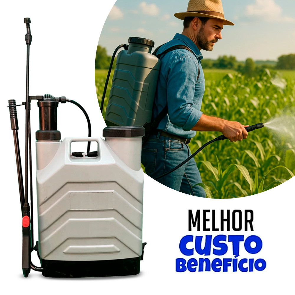 Pulverizador Costal Agrícola 20 Litros Com Bico e Jogo de Reparos Mec Pet