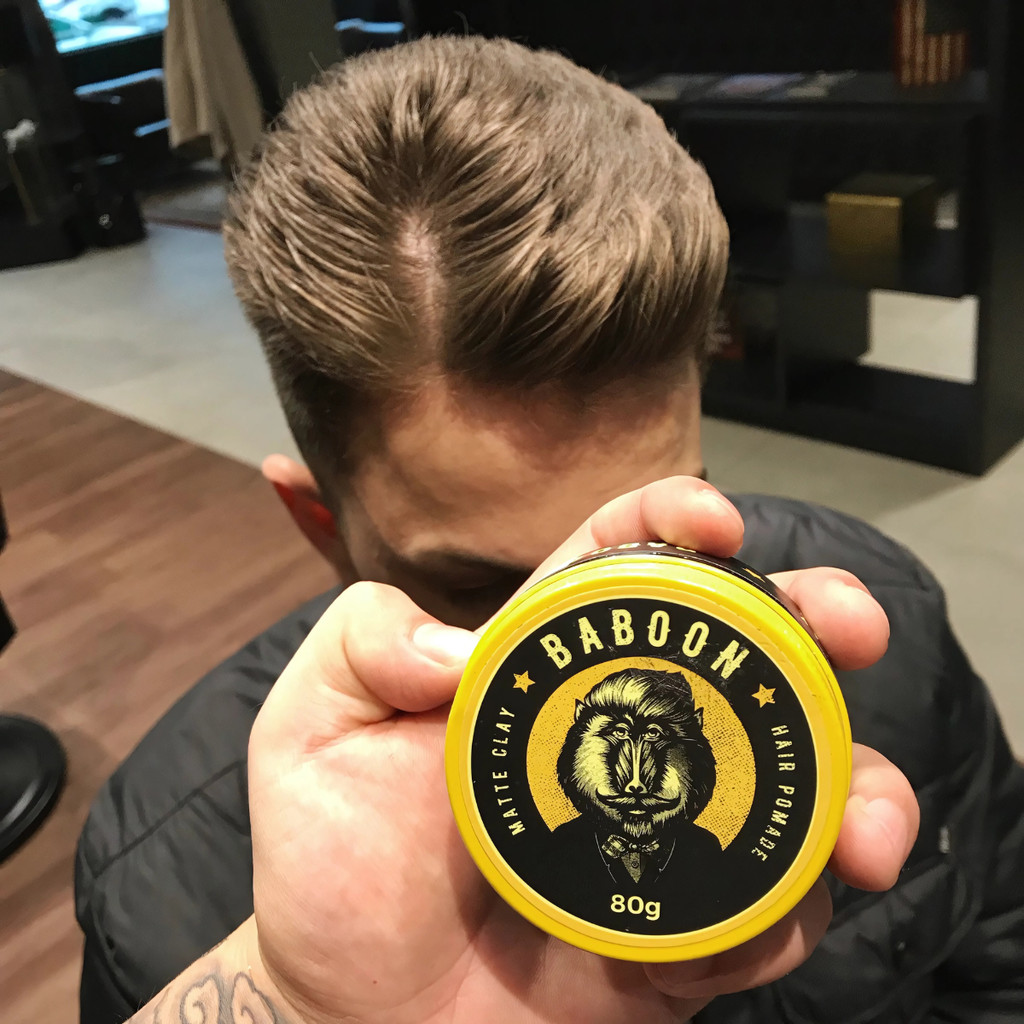Pomada Matte Clay Efeito Seco Fixação Máxima Para Cabelo Barba Masculino Cabeleireiro Natural Baboon