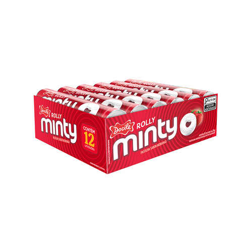 Pastilha Rolly Minty Morango com 12un de 29g cada - Docile em Oferta na Shopee