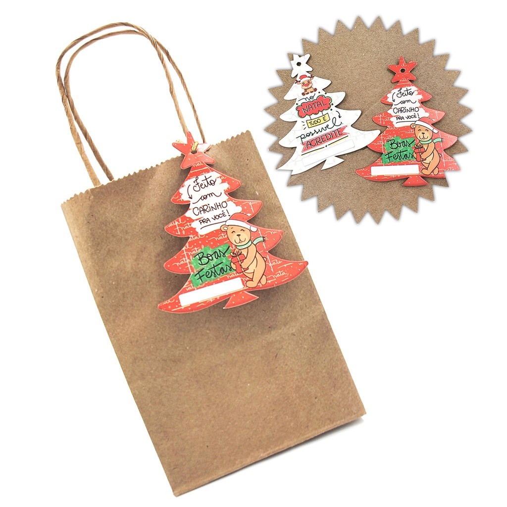 20 Tags de papel - Lembrancinha Pinheiro de Natal