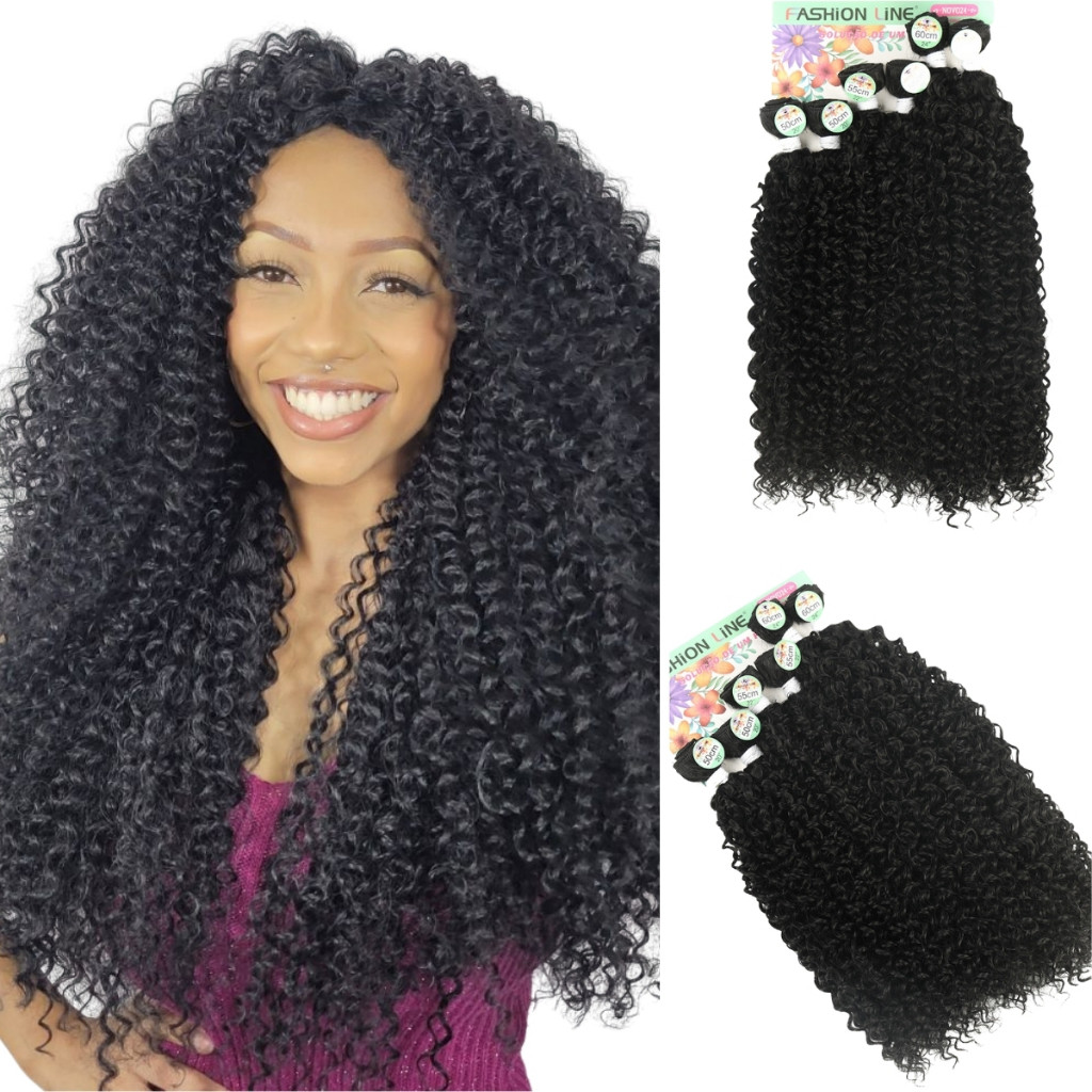 Cabelo Cacheado Entrelace Rainha 65cm Fibra Premium Fashion Line em Oferta na Shopee