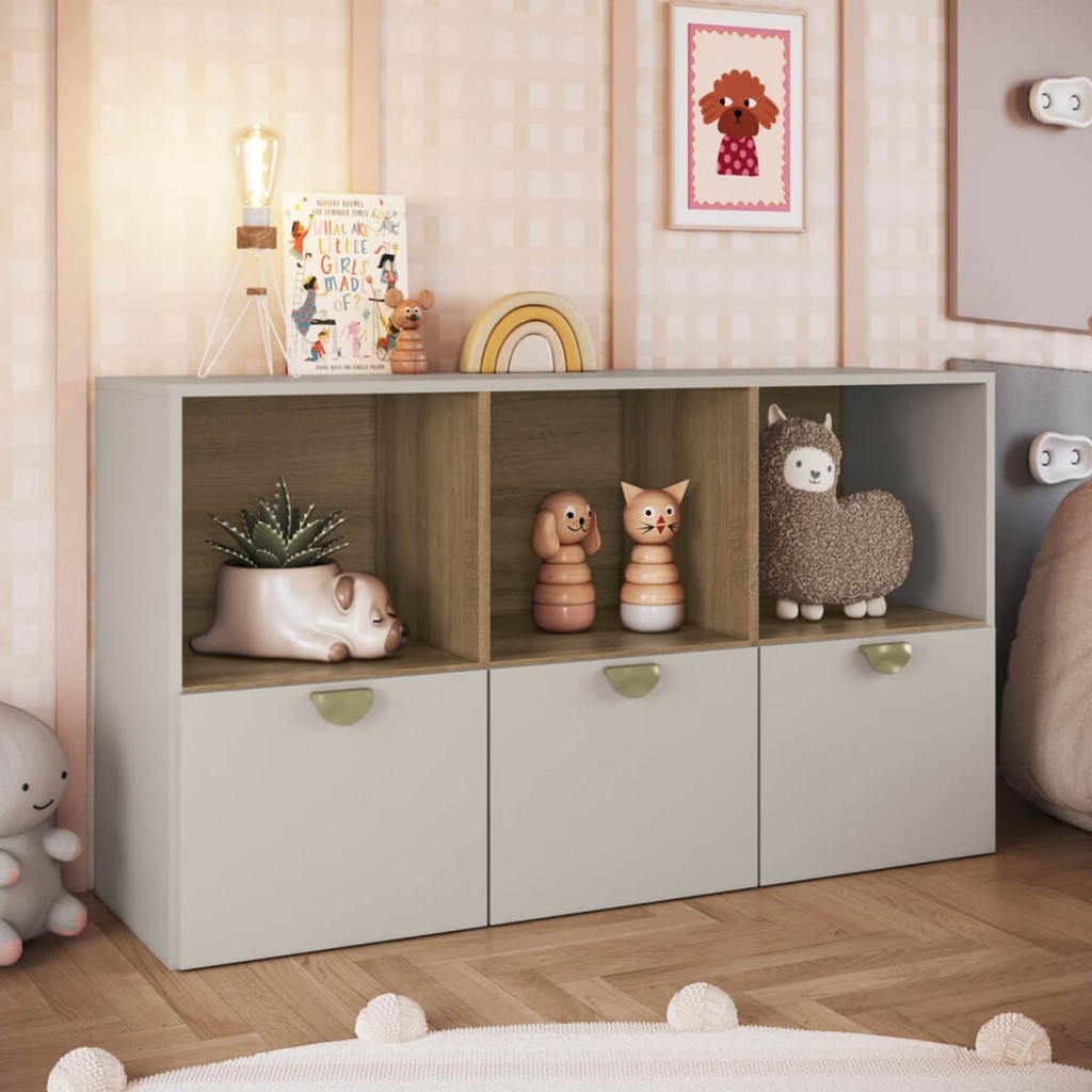 Cômoda Infantil Lille 3 Gavetas 3 Nichos Arenas - Art In Móveis em Oferta na Shopee