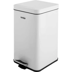 Lixeira Retangular Branca 12 Litros Aço Inox Vonder