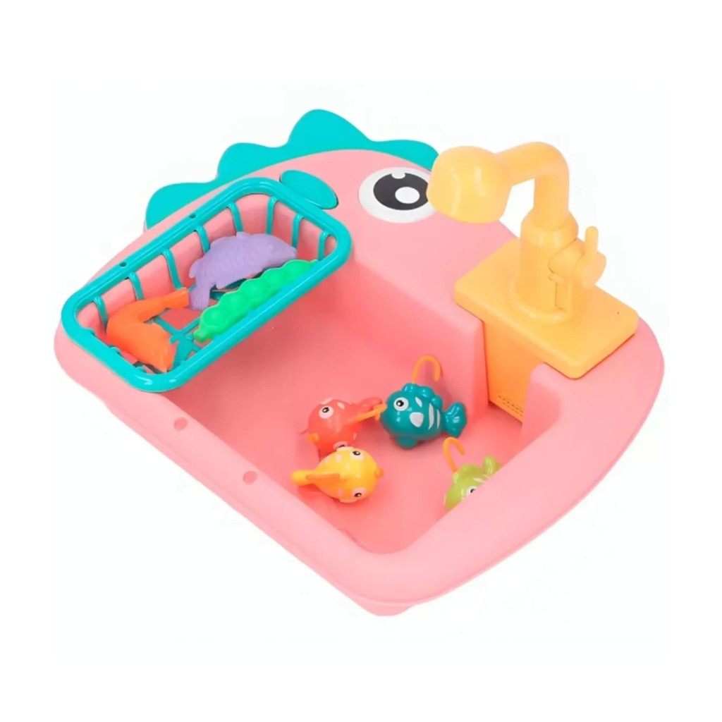 Brinquedo Infantil Dino Pia e Pesca Rosa com Acessórios Fenix 3+ anos Jogo Interativo