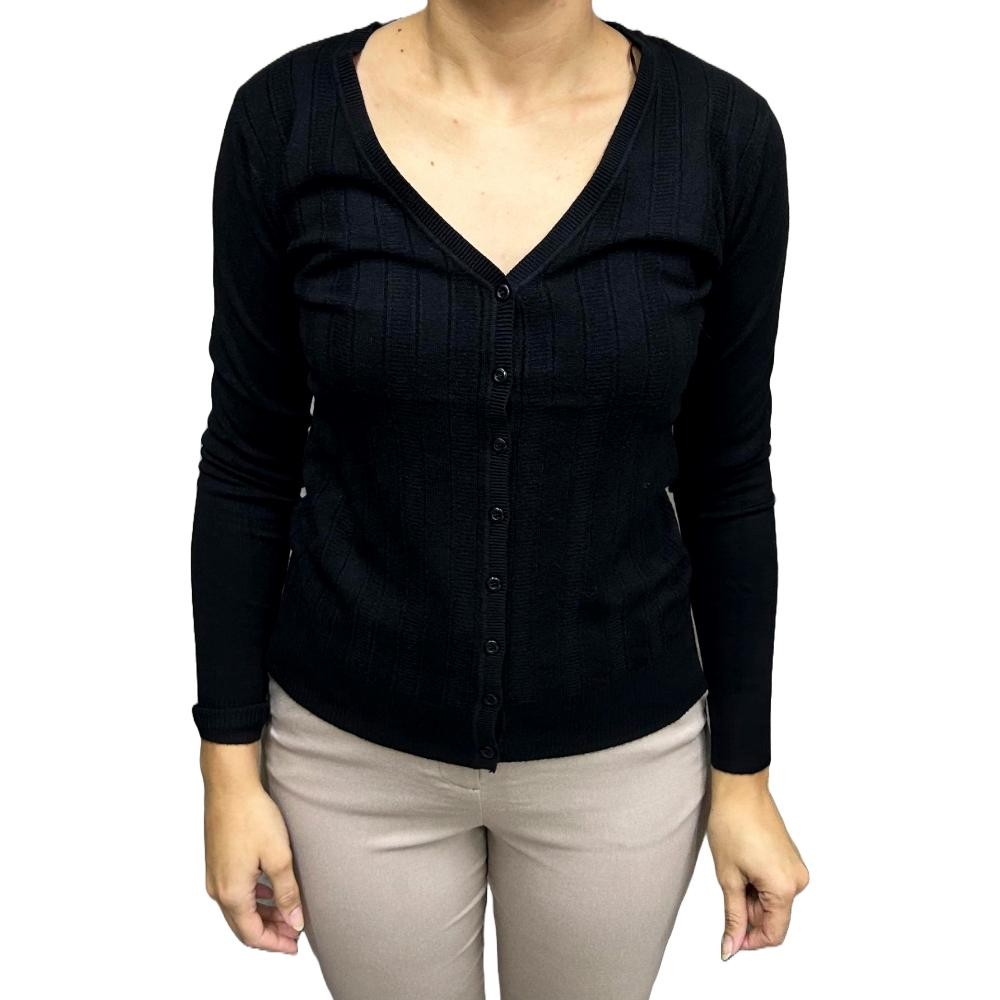BLUSA  MOONCITY FACINELLI TRICOT COM BOTÃO REF:651170 FEMININO