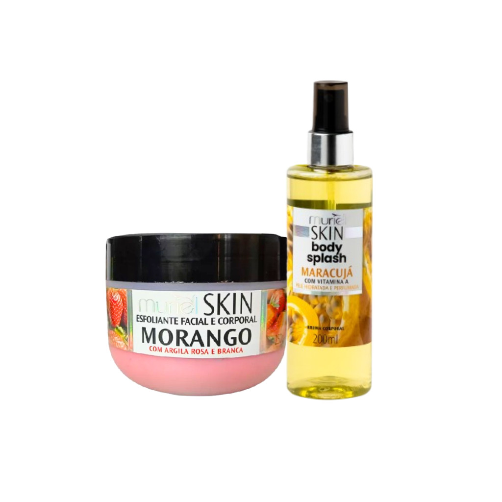 Esfoliante Corporal Morango + Body Splash Maracujá Muriel Skin