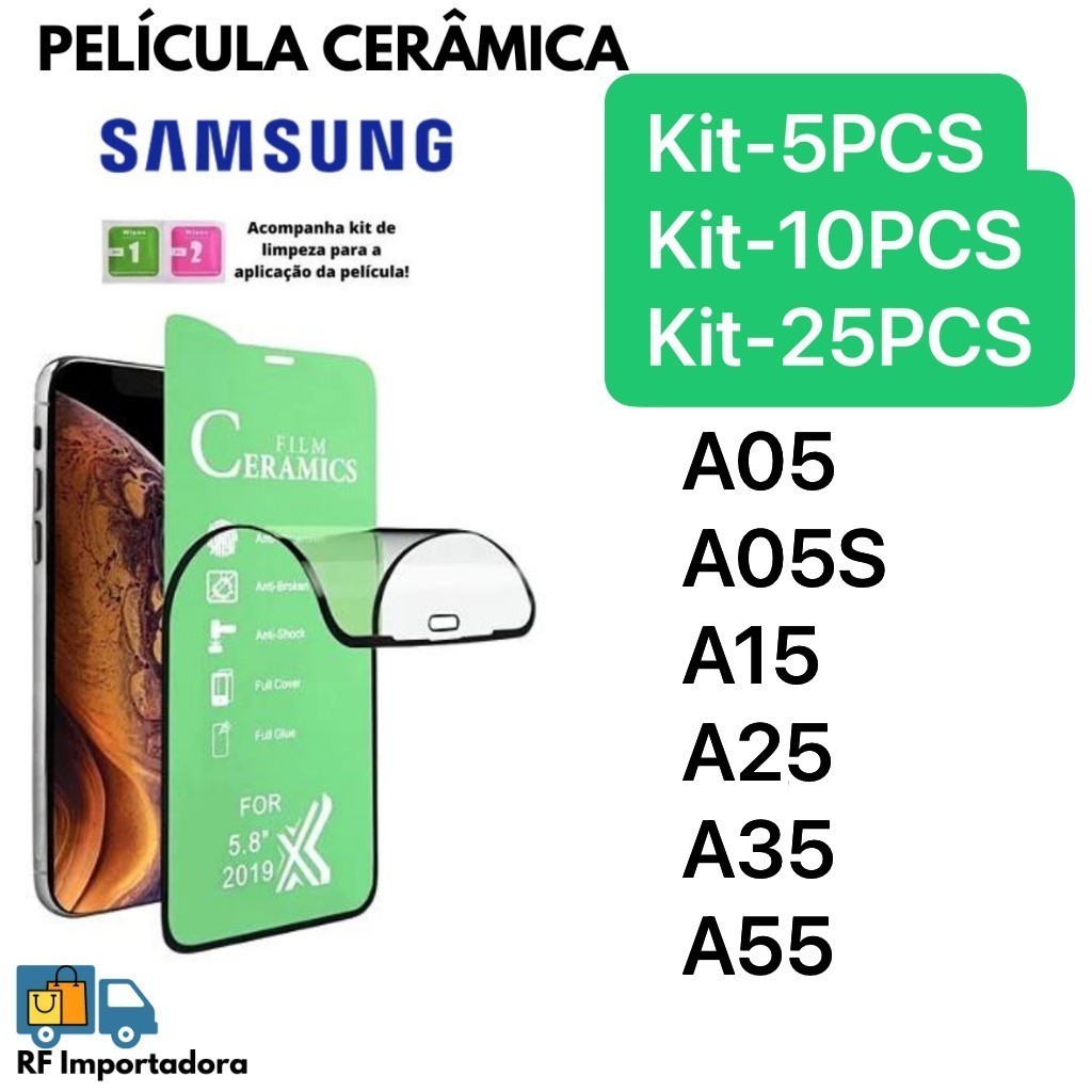 Kit 5/10/25PCS Película Cerâmica Flexível 3D/9D Samsung A05 A05S A15 A25 A35 A55 em Oferta na Shopee