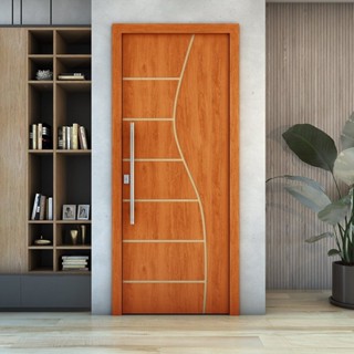 Folha de Porta de Madeira Frisada 210x80 Espessura 3,5cm Valuchi Mogno em Oferta na Shopee