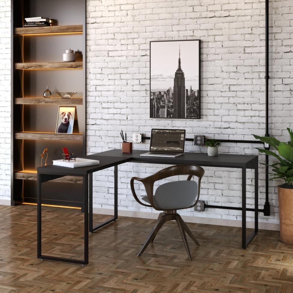 Mesa de Escritório Kuadra II Preta 150 cm - Home & Living