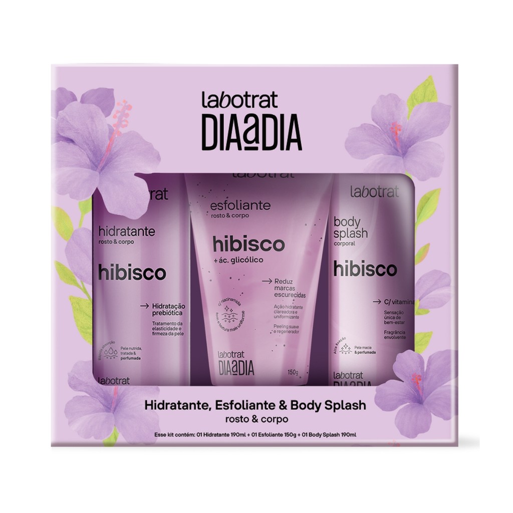 Kit Hidratante Esfoliante E Body Splash Hibisco Labotrat em Oferta na Shopee