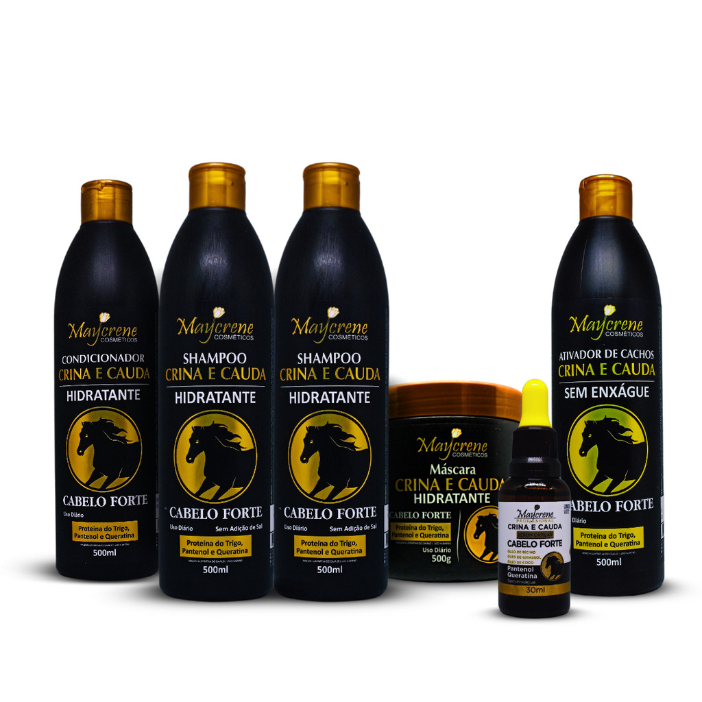 Kit Crina e Cauda  C/ 2 Shampoo + 1 Condicionador + Mascara + 1 Ativador + 1 Serum Maycrene - 6 Produtos em Oferta na Shopee