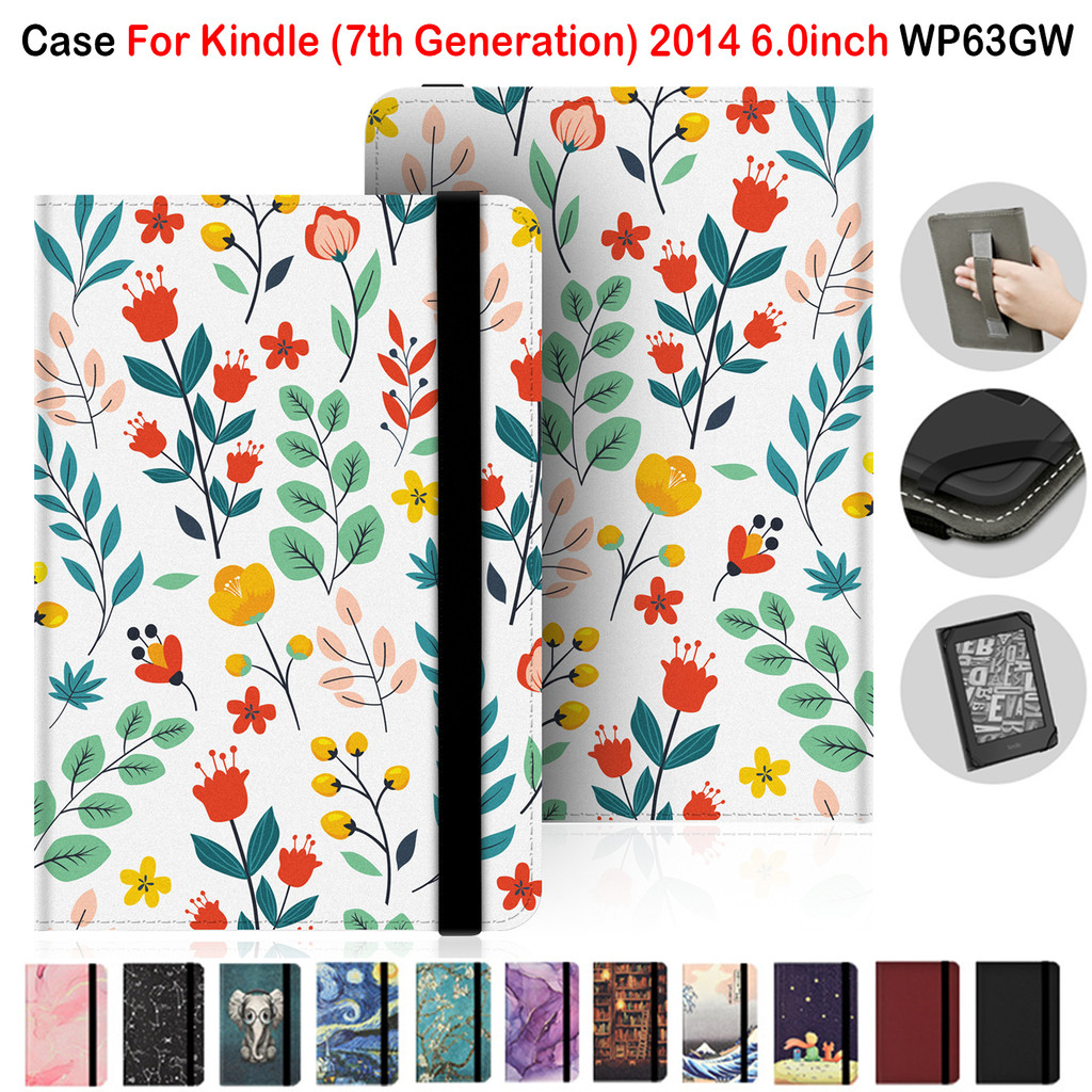 Para Kindle (7a Geração) 2014 6.0 Polegadas WP63GW E-Book Moda Estilo Portátil Pintura Caso Universal 6 Capa Flip De Cou