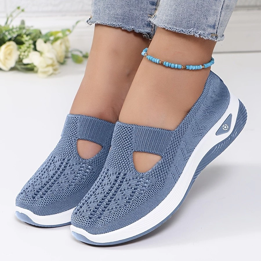 Sapatos femininos de malha respirável, tênis elegantes com cadarço. — imagem 1