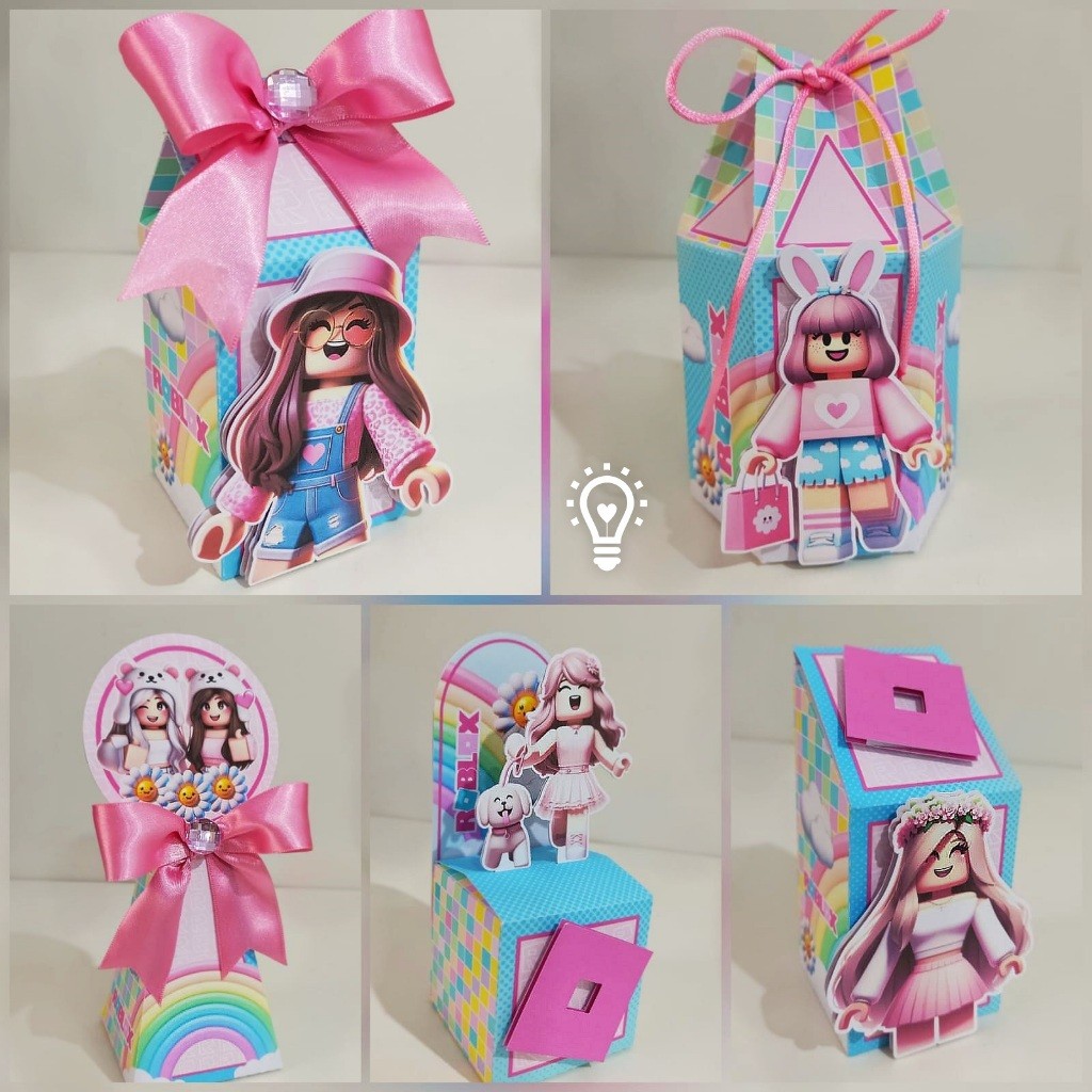 KIT FESTA ROBLOX MENINA- PEGUE MONTE- LEMBRANCINHAS INFANTIL- CAIXINHAS PERSONALIZADAS