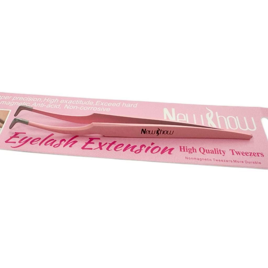 NewShow Pinça Aço Reta De Alta Precisão Para Cílios De Inoxidável Ponta Curva Precisão /ROSA/Profissionalismo