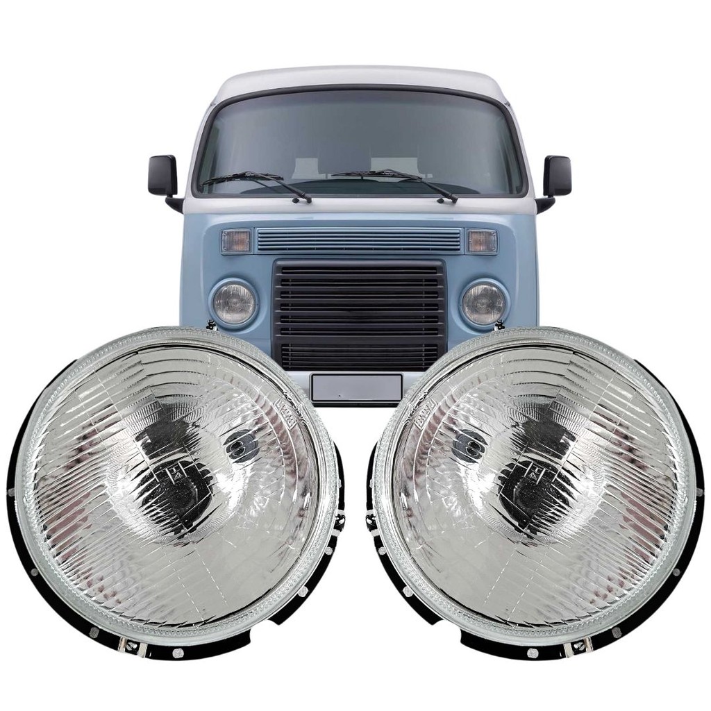 Par Farol Dianteiro Principal Meia Luz Vidro Para Volkswagen Kombi 1976 a 2014 + Lâmpadas 113941031
