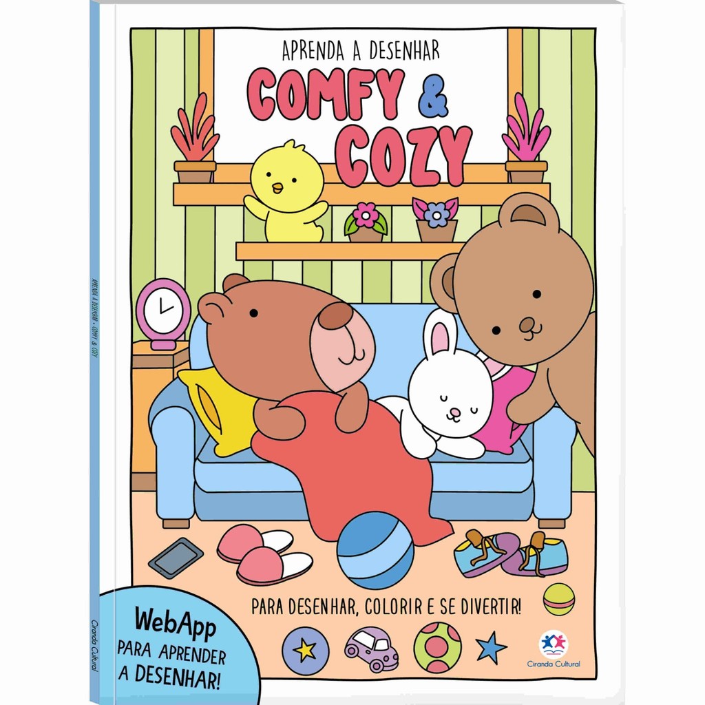 Livro Comfy and Cozy 48 Páginas Para Colorir Férias Capivara Aprenda a Desenhar Tik Tok Antiestresse