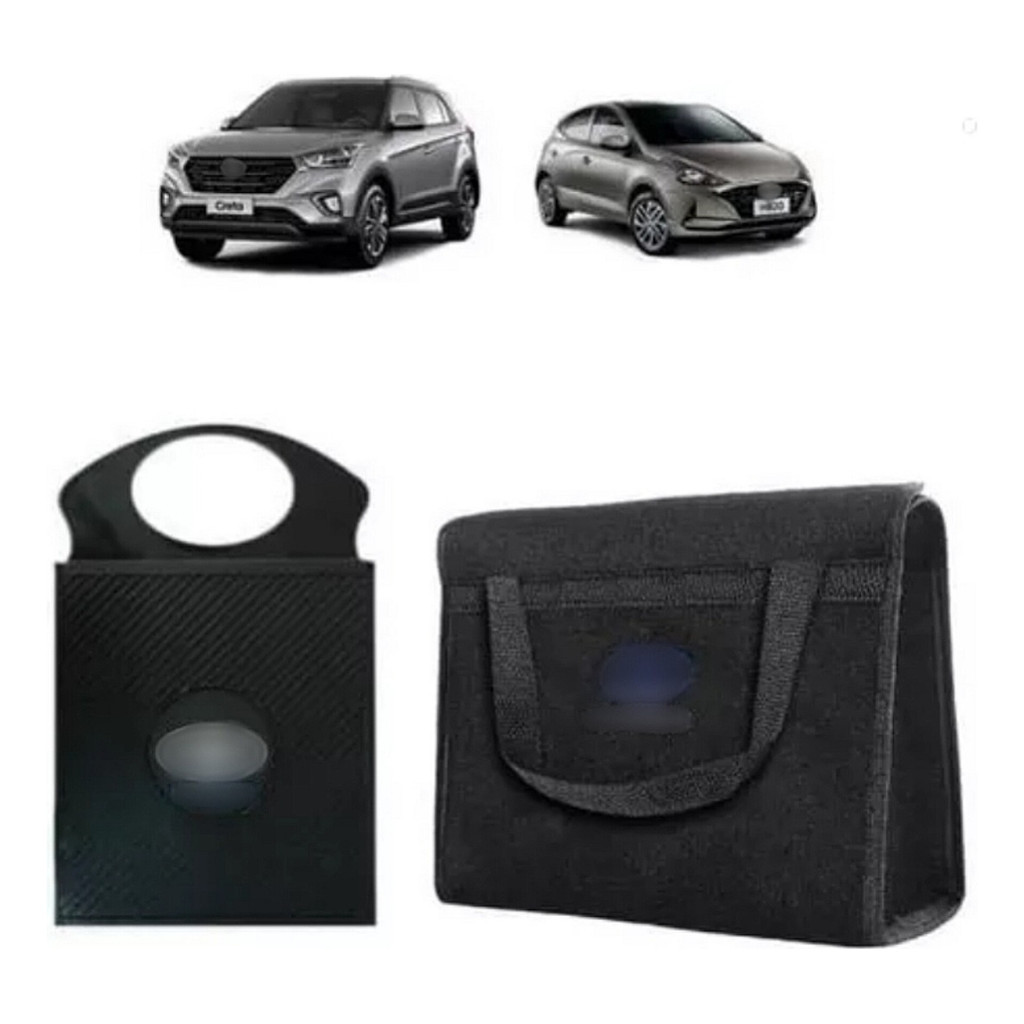 Kit Bolsa Organizadora Carpete + Porta Lixo Lixeira PVC -> HB20, HR, Tucson