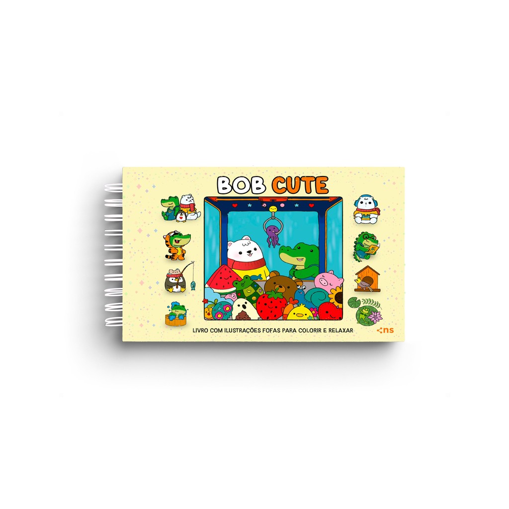 BOB CUTE – CAPA DURA AMARELO - Livro com ilustrações fofas para colorir e relaxar - papel 180gr Livros MK Livro