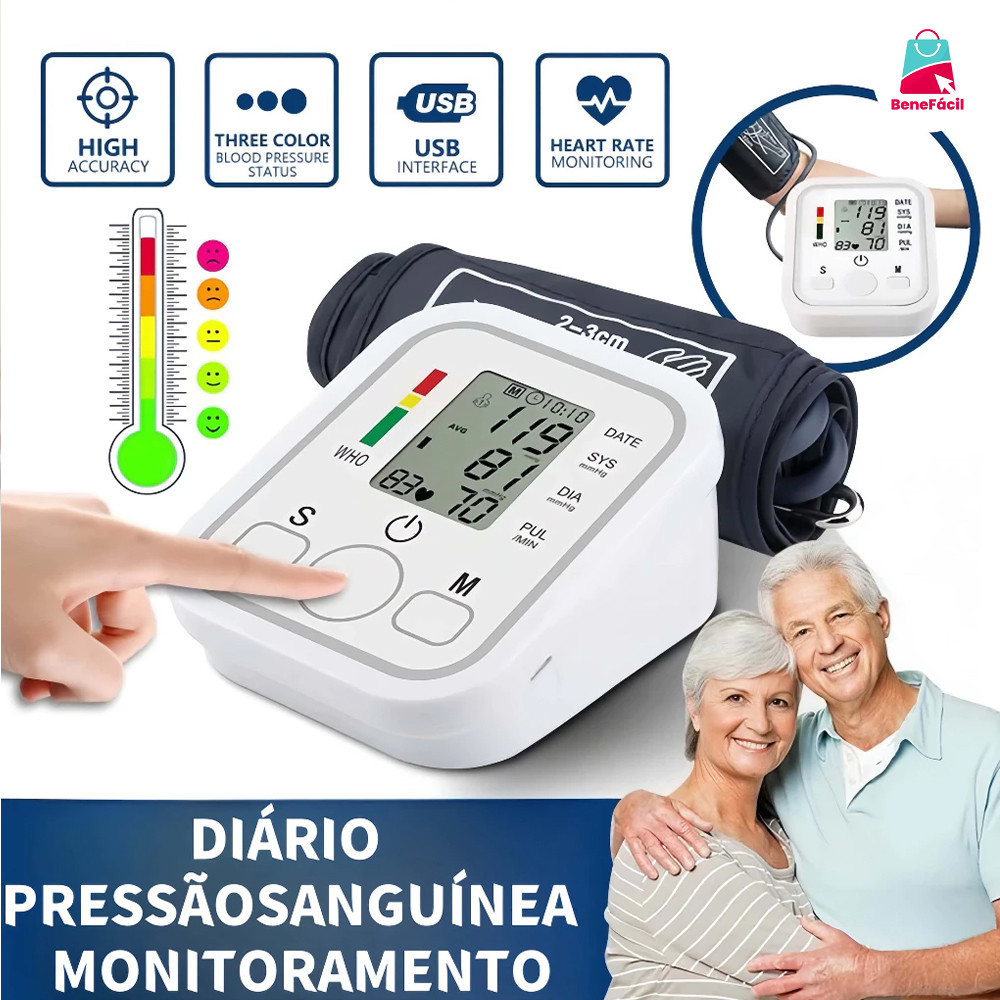 Monitor Pressão Arterial Totalmente Automático Digital para Braço Hospitalar