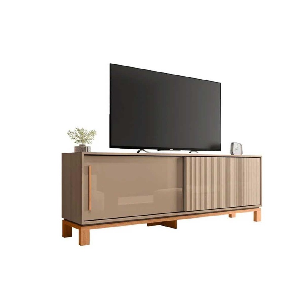 Rack Bancada p/ TV até 65 Pol Mondrian 1.8 c/ 2 Portas e Pés Cavalete 180cm Sued Mr/Freijo - Caemmun